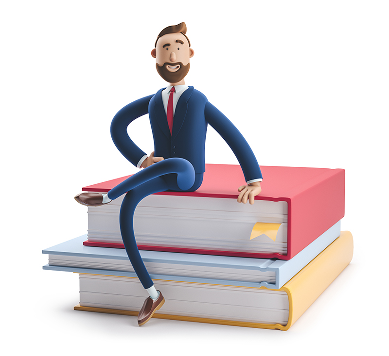 SPW-Finances-55.jpg (Handsome beard businessman Billy is sitting on a stack of books. The concept of business education.)