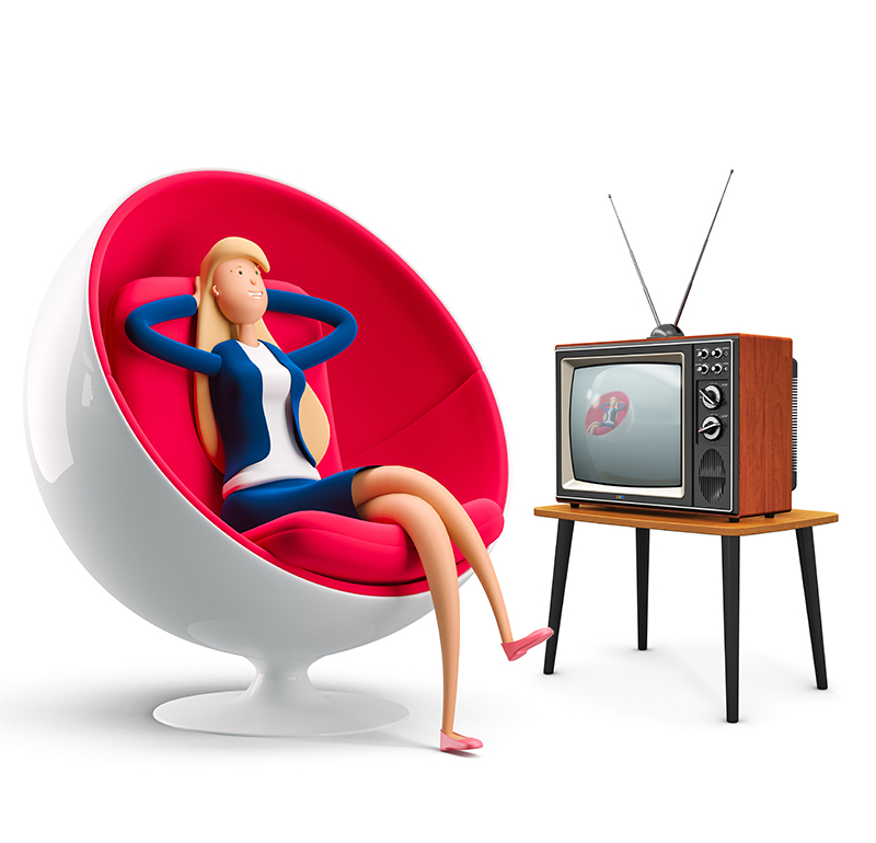 SPW_Finances_inter_TV.jpg (Young business woman Emma resting in a chair....